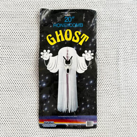 Topstone Vintage Deadstock 20" White Honeycomb Die Cut Paper Hanging Ghost - Picture 1 of 8